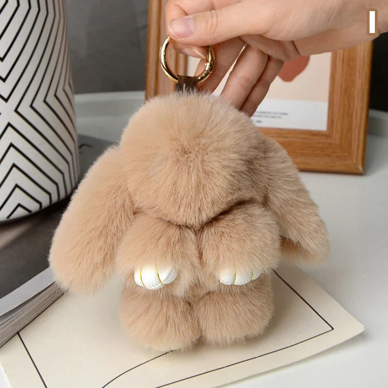 15cm Rabbit Fur Keychain - Soft Bag & Car Pendant Charm for Women, Jewelry Accessory Gift