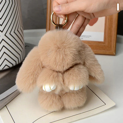 15cm Rabbit Fur Keychain - Soft Bag & Car Pendant Charm for Women, Jewelry Accessory Gift