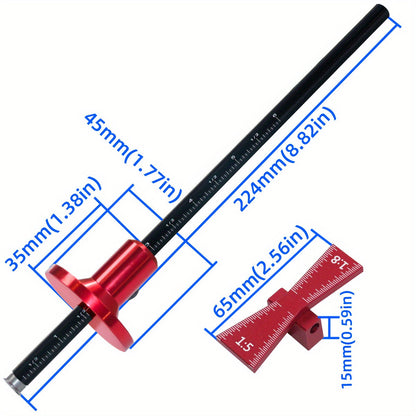 Bearing Wheel Cutter & Marking Gauge – Aluminum Dovetail Jig 1:5 1:8, Inch/MM Ruler for Soft Wood Scribing