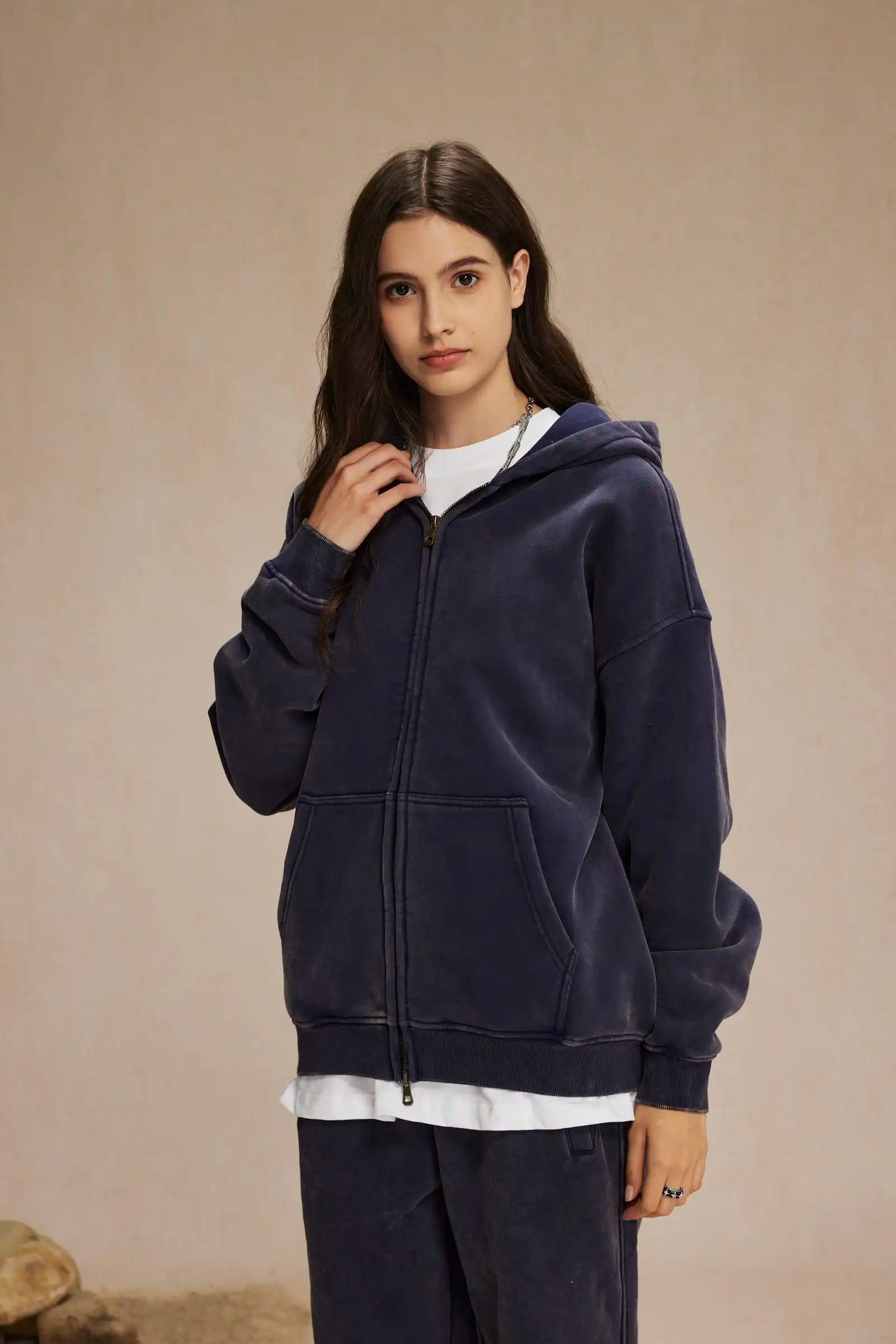 Batik Fleece Zipper Hoodie – Warm Ethnic Style Zip-Up Sweatshirt
