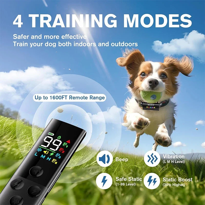 ROJECO Remote Dog Training Collar - 1600FT Waterproof IP67 Electric Bark Control Collar for Pet Training