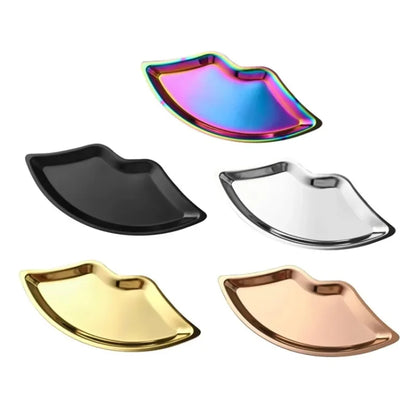 Korean Style Stainless Steel Lip-Shaped Jewelry Tray – Decorative Cosmetic & Jewelry Storage