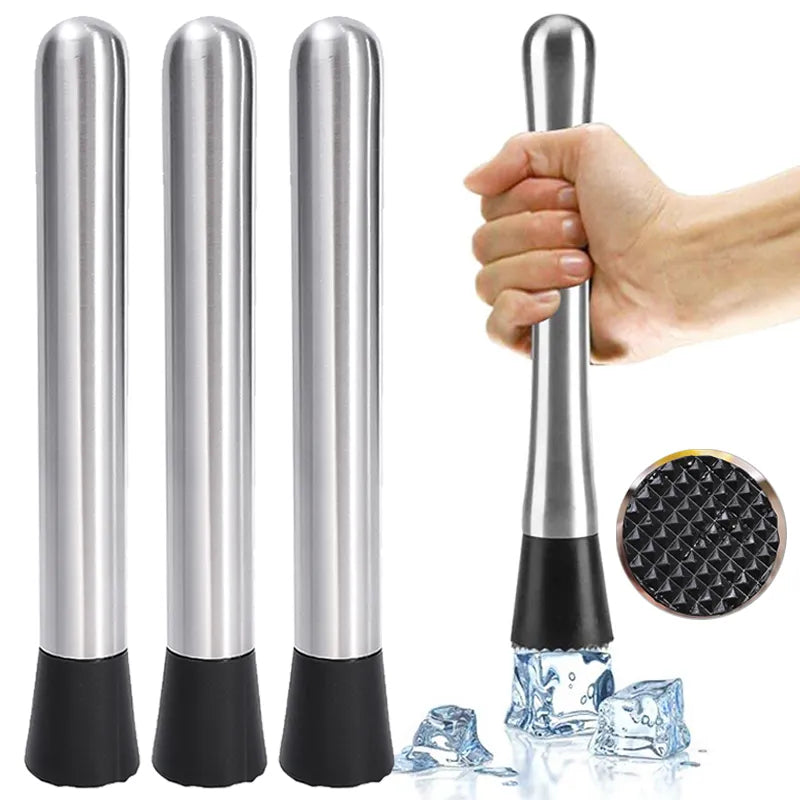 Multifunction Stainless Steel Ice Hammer - Crushed Ice, Popsicle Sticks, and Cocktail Ice Cube Crusher - Fruit Muddle Pestles Bar Tool