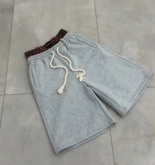 Y2K Double-Waist Embroidered Shorts - Loose American Streetwear Five-Quarter Pants