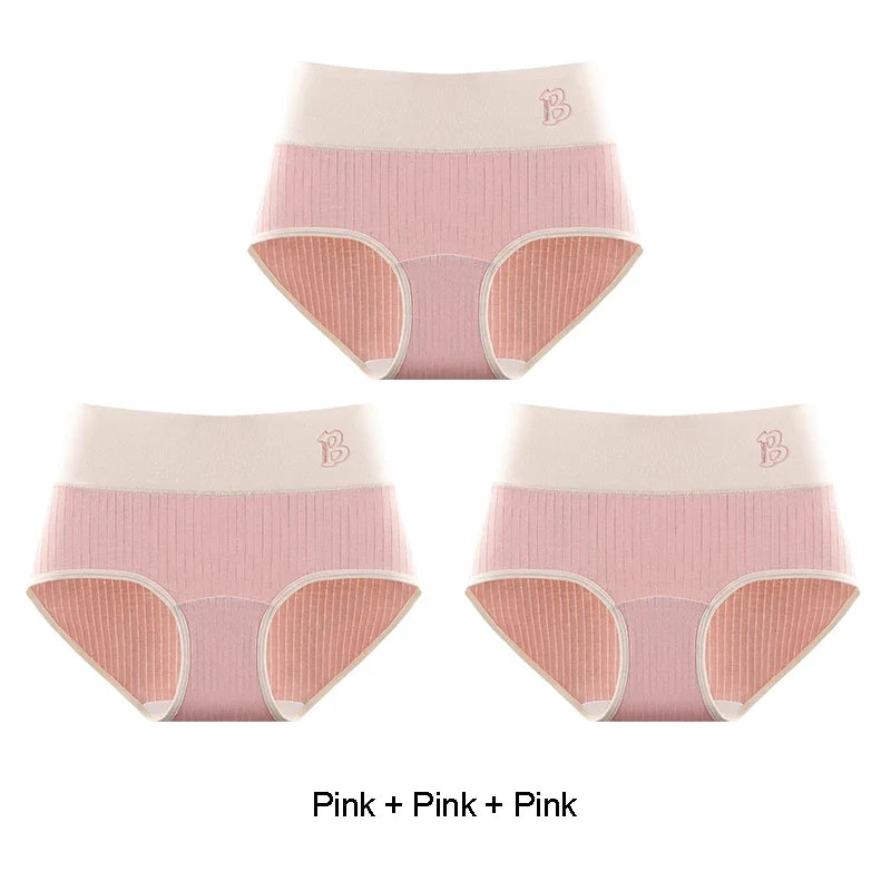 Women's Cotton Briefs - High-Waisted Belly Control Sports Panties Set for Women