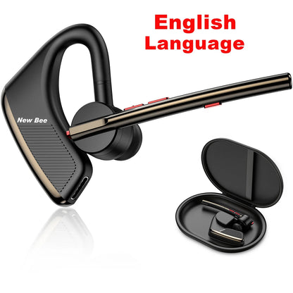 New Bee M50 Bluetooth Headset – Wireless Earpiece with Dual Mic, CVC8.0 Noise Cancelling, 24H Talk Time, V5.2 Handsfree Earphones