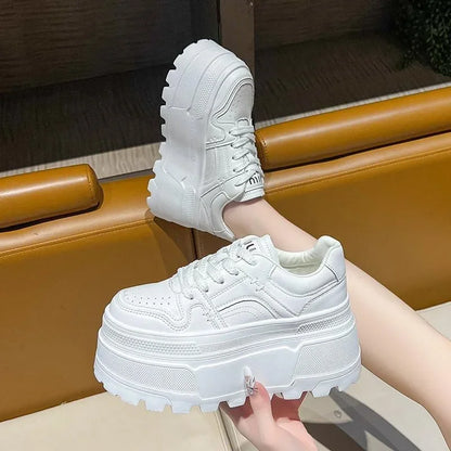 2025 Women’s Platform Running Shoes – Non-Slip Designer Lace-Up Vulcanized Sneakers, Wear-Resistant Casual Footwear