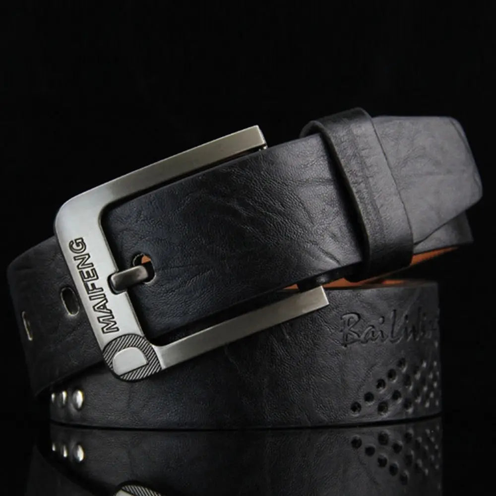 Genuine Leather Men's Belt – Luxury Classic Buckle, High-Quality Alloy Vintage Business & Cowboy Waistband