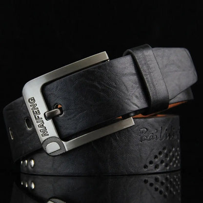 Genuine Leather Men's Belt – Luxury Classic Buckle, High-Quality Alloy Vintage Business & Cowboy Waistband