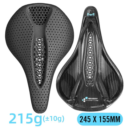 RYET Carbon 3D Printed Bike Saddle - 145/155mm Lightweight Cycling Seat for Road, MTB, Gravel & Triathlon Bikes