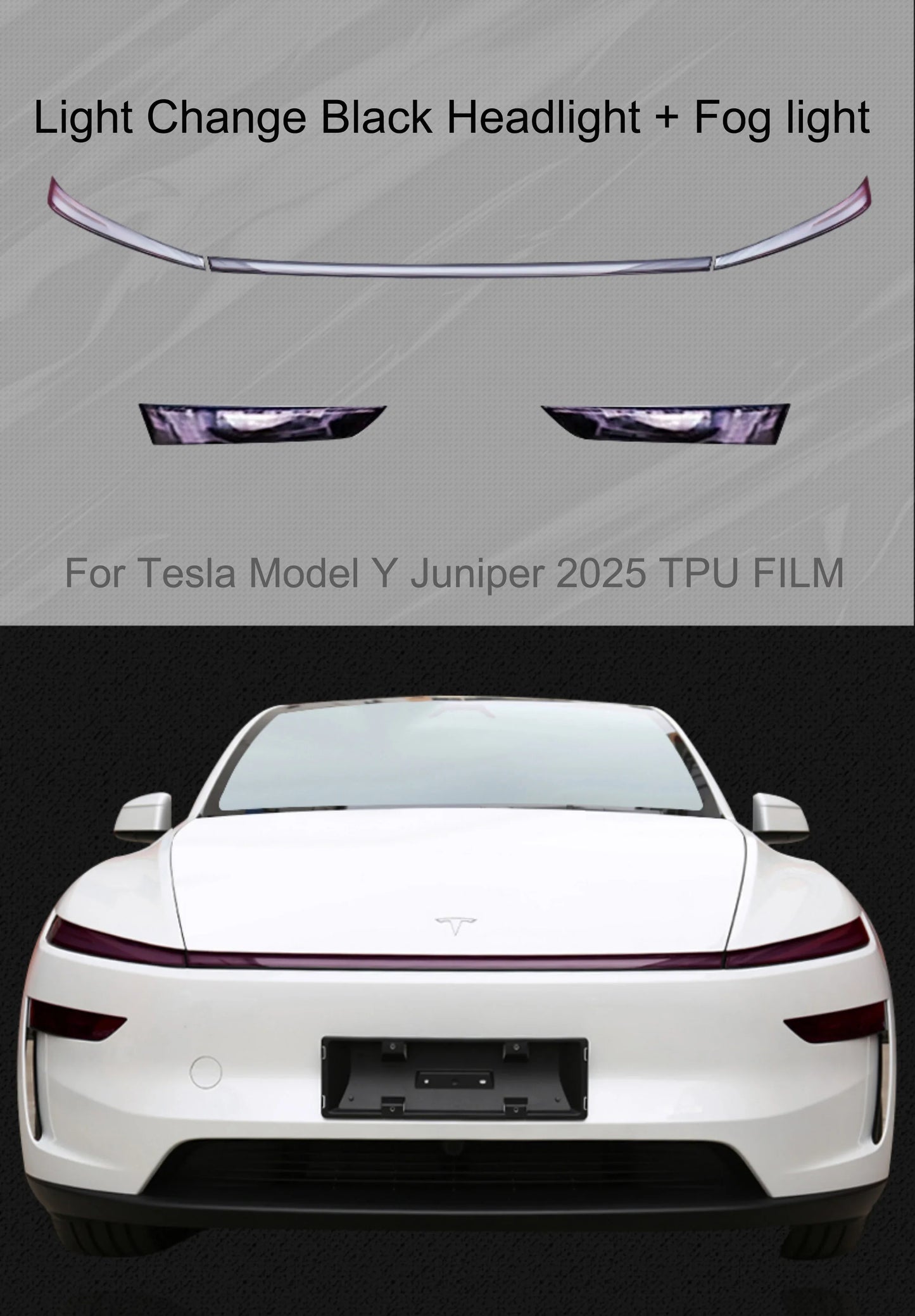 Tesla Model Y 2025 TPU Blackened Headlight & Taillight Protective Film – Juniper Color Changing Film