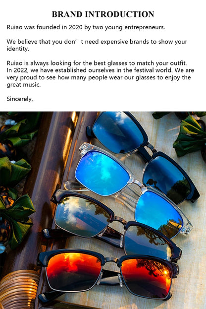Ruiao Retro Black Millionaire Sunglasses – Luxury Square Designer Shades for Men & Women (2024)