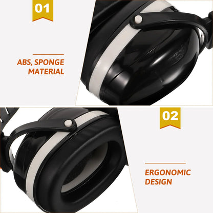 Adjustable Noise-Reducing Ear Muffs - Soundproof Industrial Hearing Protection Headphones in Black