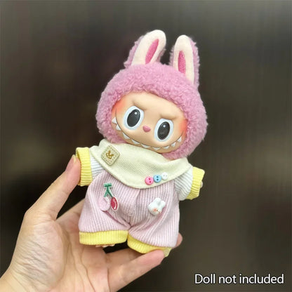 Mini Plush Doll Clothes Set – Kpop EXO Labubu Idol Overalls Outfit for 15-17cm Dolls, Clothing Gift