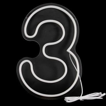 Numbers Neon Sign 0–9 – Acrylic LED Birthday, Wedding & Business Wall Decor with Switch