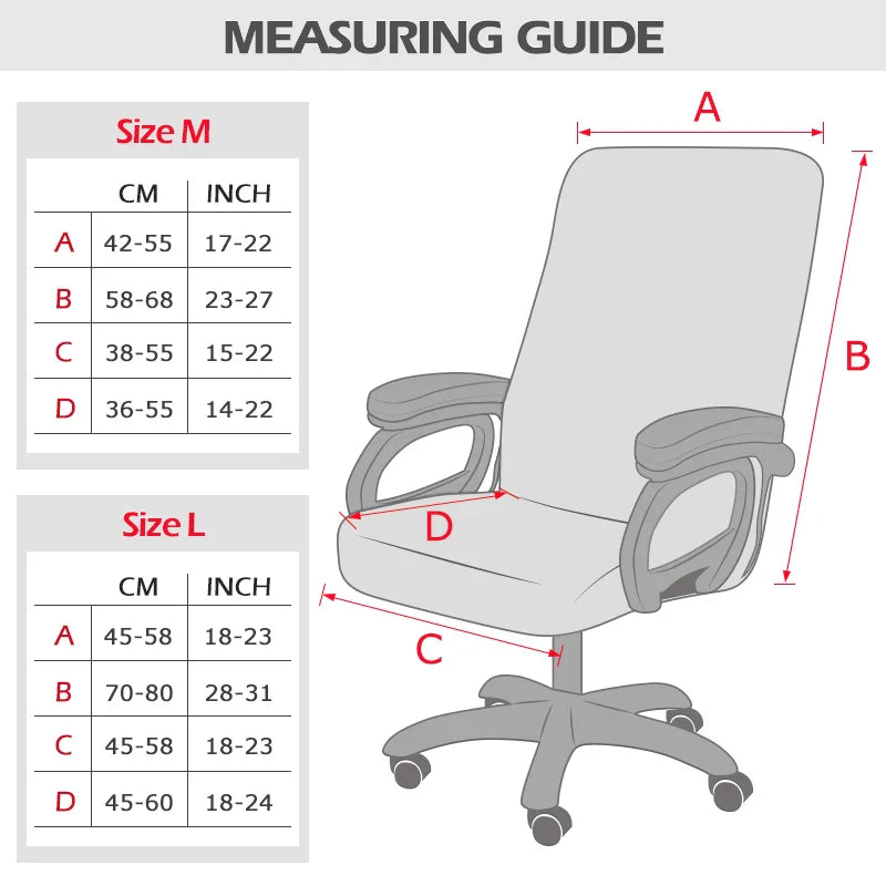 M/L Size Stretch Spandex Office Chair Cover | Anti-Fouling Computer Seat Protector | Removable Cover for Home or Hotel Use