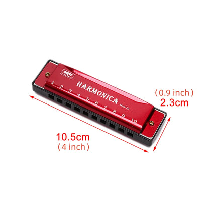 Harmonica Key of C - 10 Hole Diatonic for Beginners, Students & Kids with Case, Gift Ready