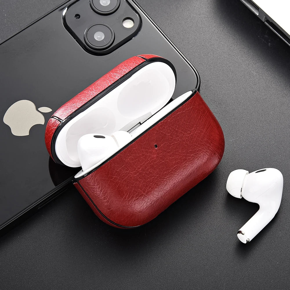 Leather Hard Plastic Cover for AirPods Pro 2 – Case for AirPods Pro 2nd Gen, Funda for AirPods 3 Pro 2023, Headphone Coque