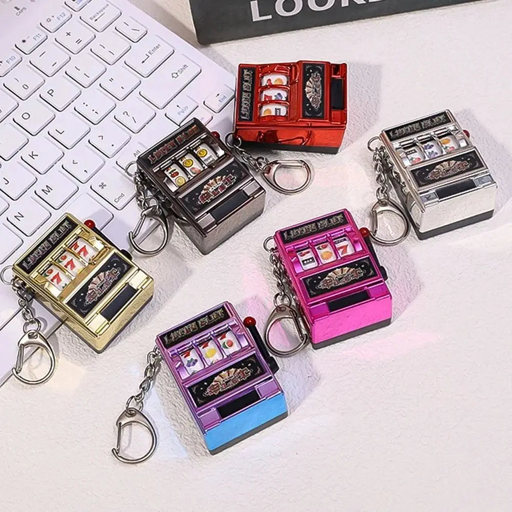 Fruit Slot Machine Keychain – Lucky Charm Mini Casino Pendant Bag Charm, Novelty Gift for Kids & Adults