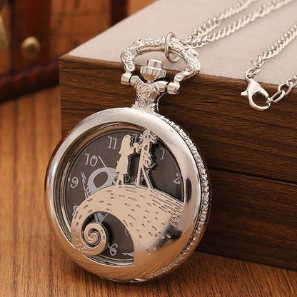Fashion Skeleton Quartz Pocket Watch with Chain Necklace - Vintage Pendant Clock for Men & Women