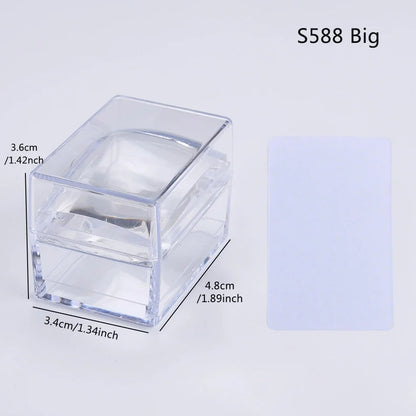 Transparent Nail Art Stamper Kit - French Manicure Stamping Plate, Scraper & Polish Tools