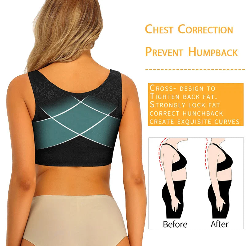 Women's Upper Arm Shapers - Compression Slimming Shapewear Vest Tops - Humpback Posture Corrector for Improved Posture