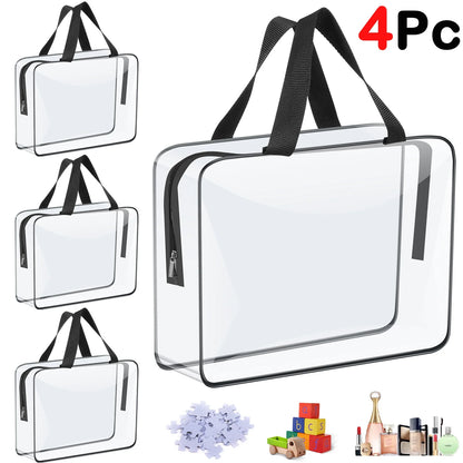 4/6-Pack PVC Makeup Storage Bags — Large Capacity Waterproof Clear Organizer with Zipper for Travel & Home