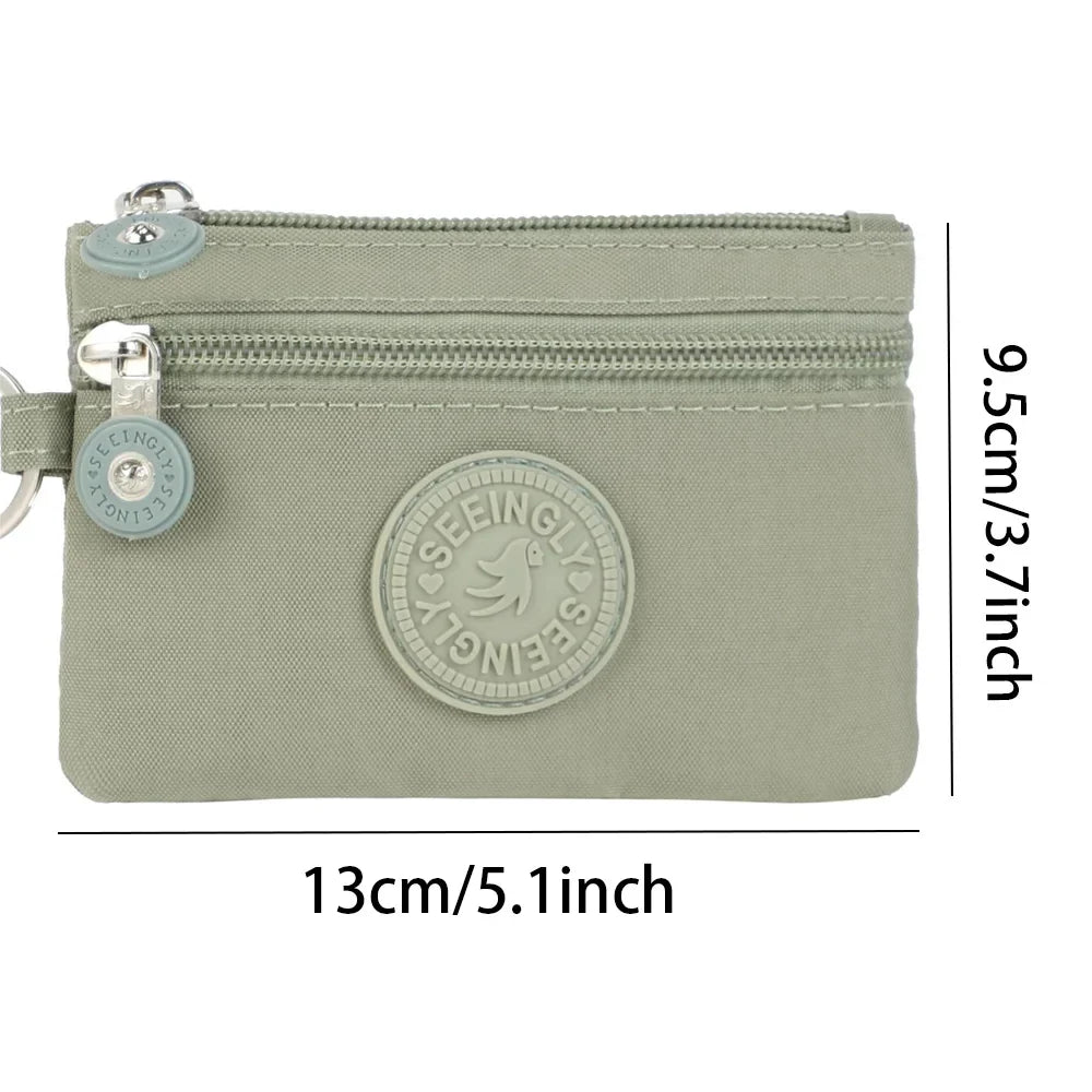 Small Solid Canvas Coin Bag for Kids - Money Purse, ID and Credit Card Holder, Key and Earphone Storage