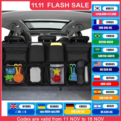Waterproof Car Seat Back Storage Hanging Bag - SUV Mesh Pocket Organizer for Car Interior