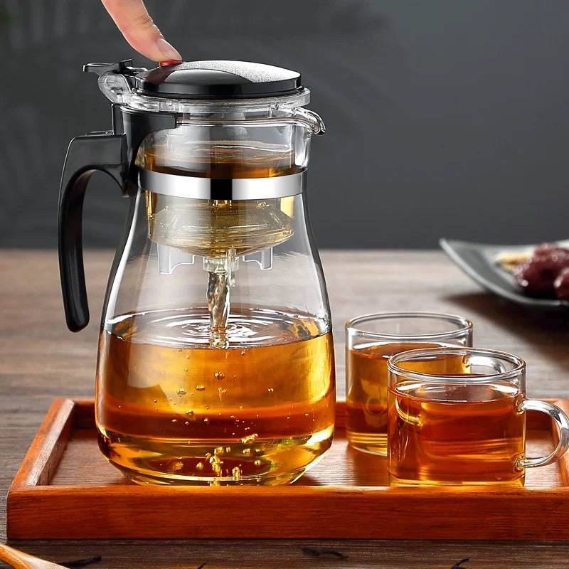 HMLOVE Heat-Resistant Glass Teapot – Puer Kettle Tea Infuser, Kung Fu Teaware Set, High Borosilicate Heatable Pot