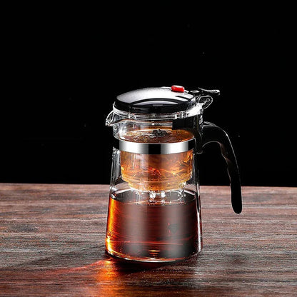 Heat-Resistant Glass Teapot with One-Click Filter – Tea & Coffee Pot, Tea Water Separation, Home Teaware Set