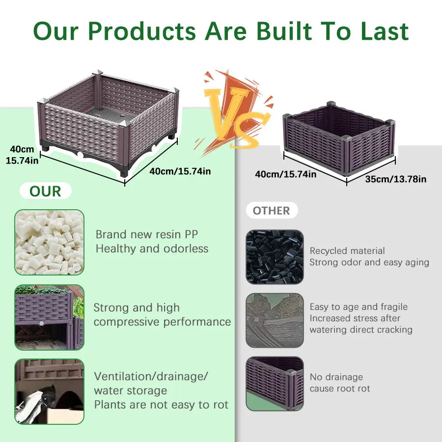 Large Plastic Flower Pot Box – Indoor & Outdoor Planting Container for Vegetables and Garden Decoration