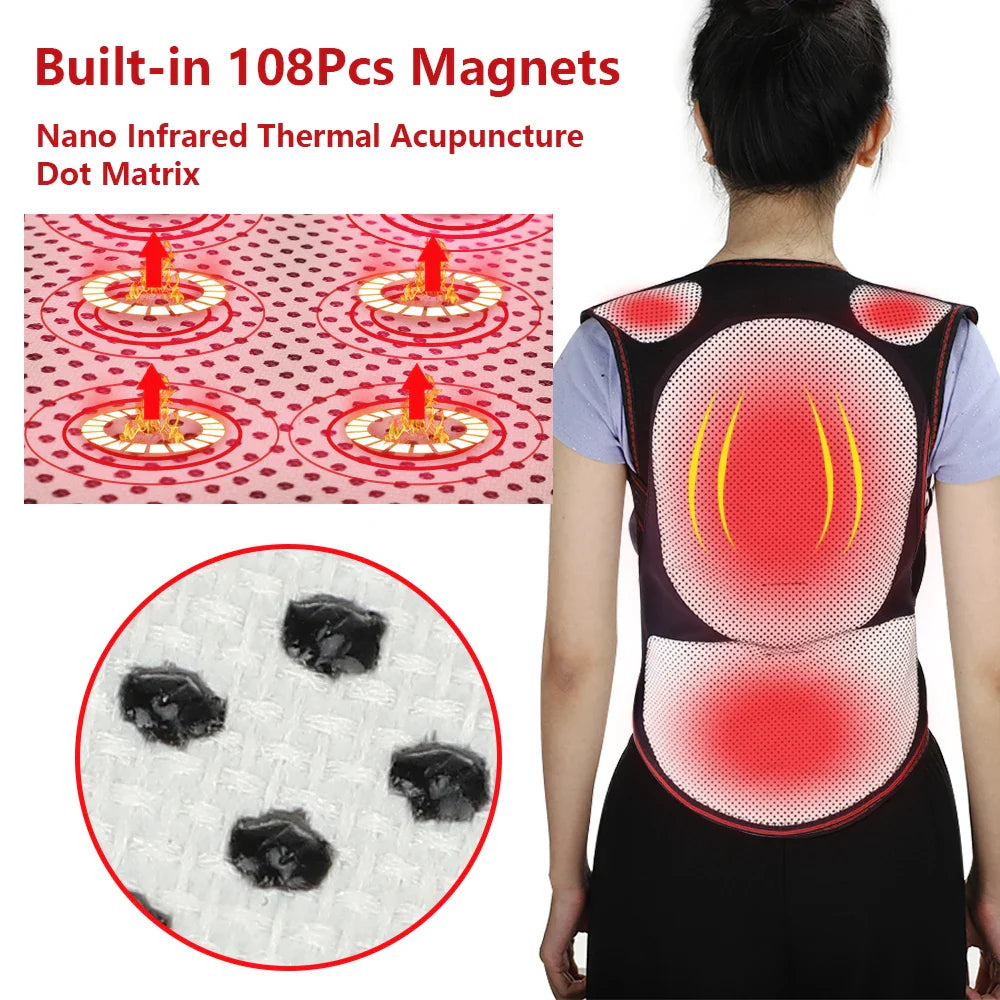 Tourmaline Magnetic Heated Vest — Self-Heating Thermal Clothing, Lumbar Waist Brace, Posture Corrector & Pain Relief Corset