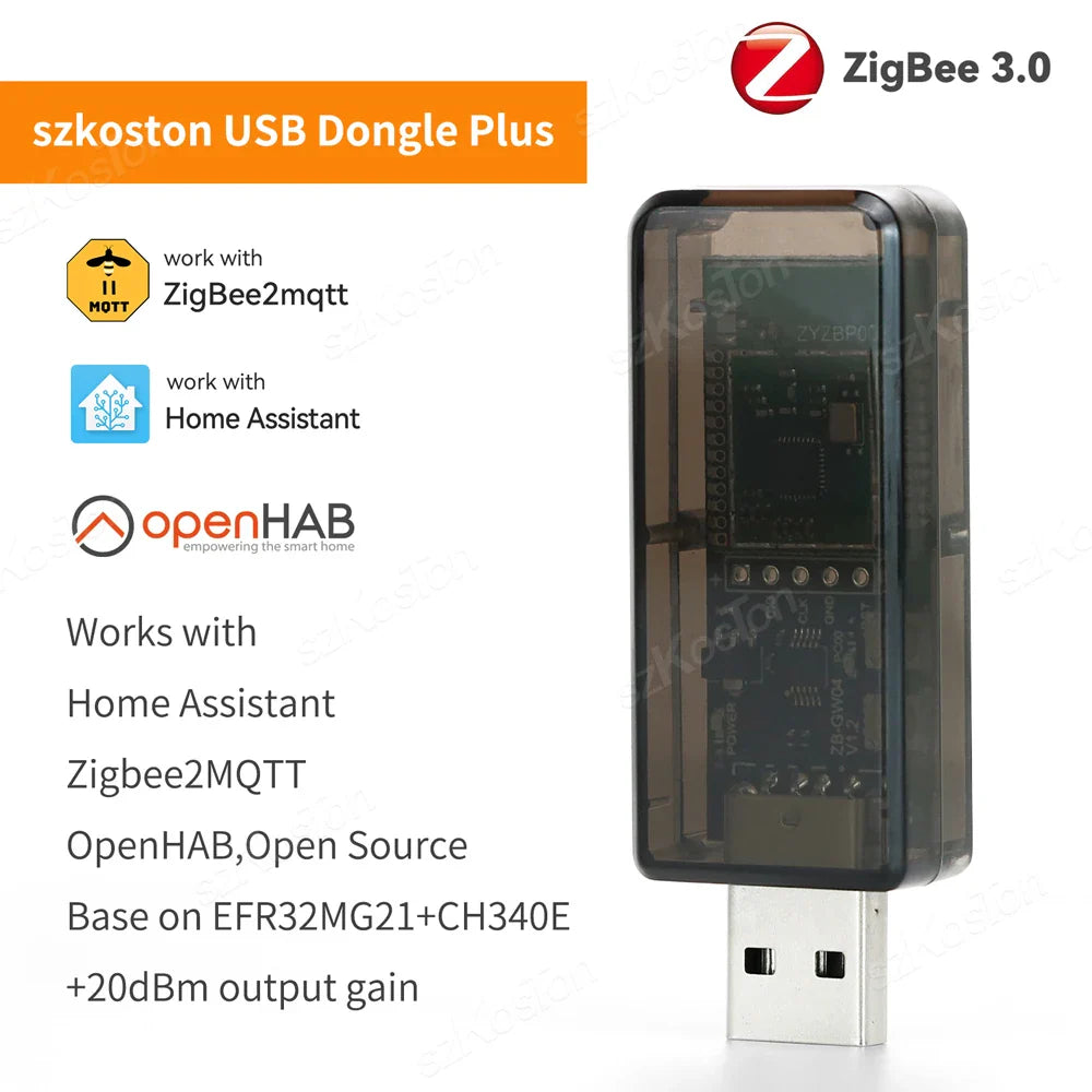 Zigbee 3.0 USB Dongle Plus EFR32MG21 – Universal Open Source Hub Gateway Compatible with Home Assistant, openHAB, Zigbee2MQTT, ZHA, NCP