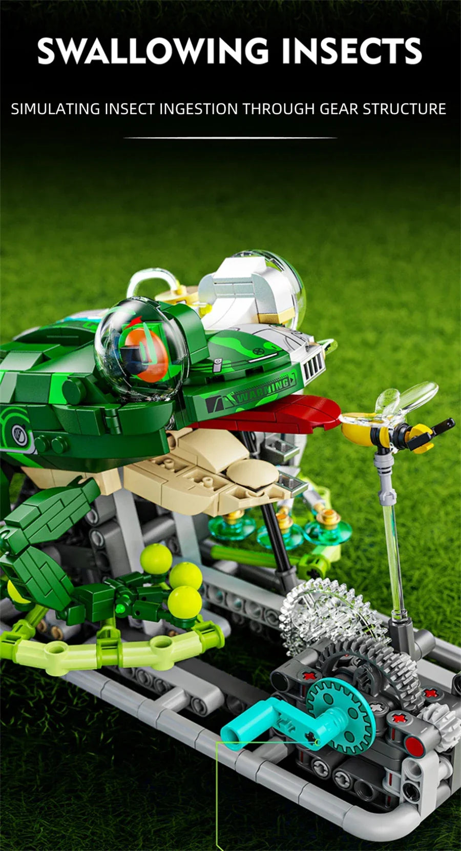 Mechanical Shark & Sea Life Building Blocks Set – Crocodile, Parrot, Mantis, Frog, Manta Ray Toy for Kids