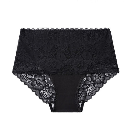 Women’s Plus Size High-Waist Lace Panties - Stretchy Breathable Briefs for Comfortable Everyday Wear