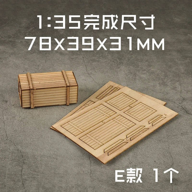 1:35 Scale Miniature Wooden Box & Tray – DIY Diorama Model Kit for Sand Table and Scene Layout