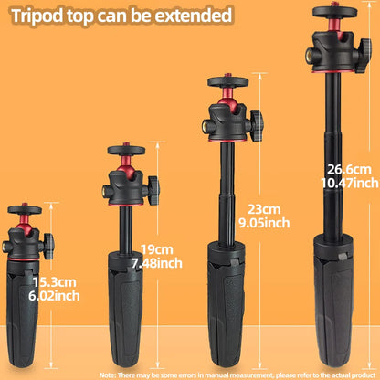 Extendable Mini Camera Tripod with 360° Ball Head - Portable Vlog Travel Selfie Stick Handle for GoPro, Insta360, DJI, SLR