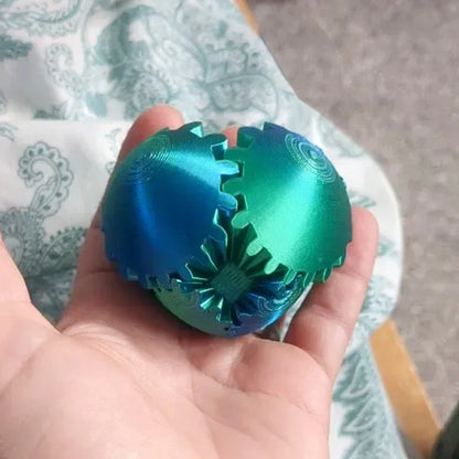 3D Printed Gear Ball Fidget Toy – Spinning Stress Relief Cube for Kids & Adults