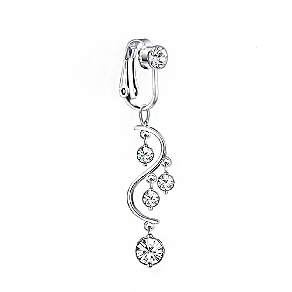 Faux Snake Belly Ring – Fake Clip-On Umbilical Navel Piercing, Belly Button & Cartilage Body Jewelry