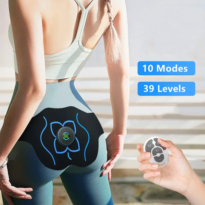 EMS Electric Hip Trainer — Remote Control Buttock Muscle Stimulator with 10 Modes & 39 Training Levels for Fitness & Slimming