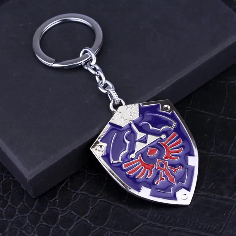 Zelda Tears of the Kingdom Purah Pad Keychain – Master Sword & Hylian Shield Pendant for Fans