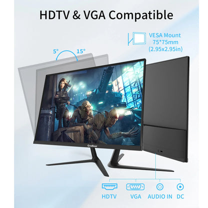GreBear 24-Inch IPS Computer Monitor – FHD 1080p, 99% sRGB, Ultra Slim LED, 5ms Response, Low Blue Light