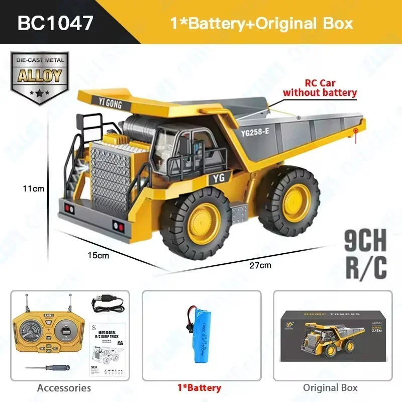 New RC Engineering Vehicle Toy — 2.4G Crawler Bulldozer, Excavator & Dumper Car for Boys, Kids Holiday Gift