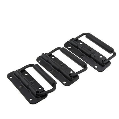 Iron Spring Handle | Black Folding Handle for Luggage, Tool Boxes, Industrial Equipment, and Cabinets