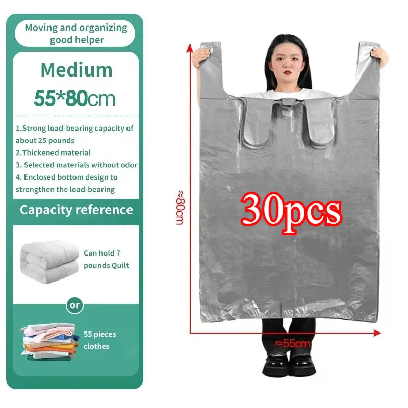 10PCS Large Capacity Thick Plastic Storage Bags — Moving & Packaging Bags for Clothes, Toys, Bedding & Blankets