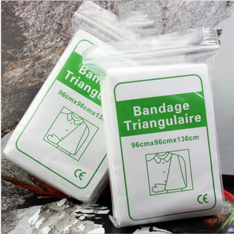 Outdoor Emergency Survival Triangular Bandage — Self-Rescue Hemostatic Non-Woven First Aid 96x96x136cm