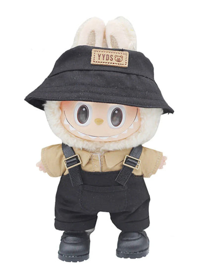 17cm Labubu Doll Clothes Set - Macaron Overalls with Color-Matched Accessories for Dolls