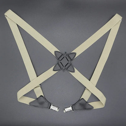 Fashion Vintage Suspenders - 2.5cm Wide Cross-Over Back with Adjustable Elastic Straps - Stylish Trouser Brace for Women and Men
