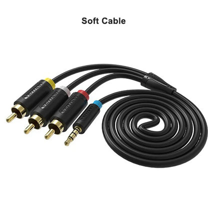 Vention 3.5mm to 3 RCA Audio Cable - Male to Male Aux Adapter for Android TV Box, Speakers, iPod & Audio Devices